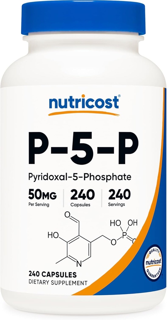 Nutricost P5P Vitamina B6 Suplemento 50mg, 240 cápsulas (Pyridoxal-5-Phosphate) - Vegetariana Amistad, No GMO, Gluten Gratis