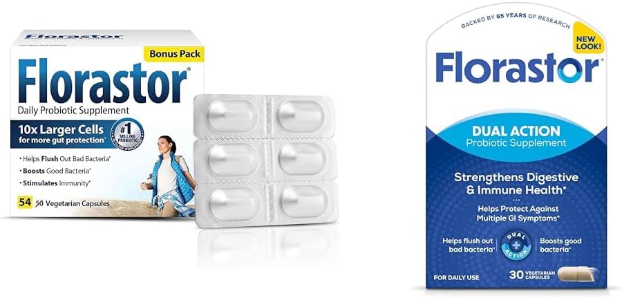 Florastor Probiotics Digestive &amp; Immune Health Bundle con 54 & 30 cápsulas, Probiotics for Women &amp; Men, Helps Flush Out Bad Bacteria & Boosts Good with Saccharomyces Boulardii CNCM I-745 Strain