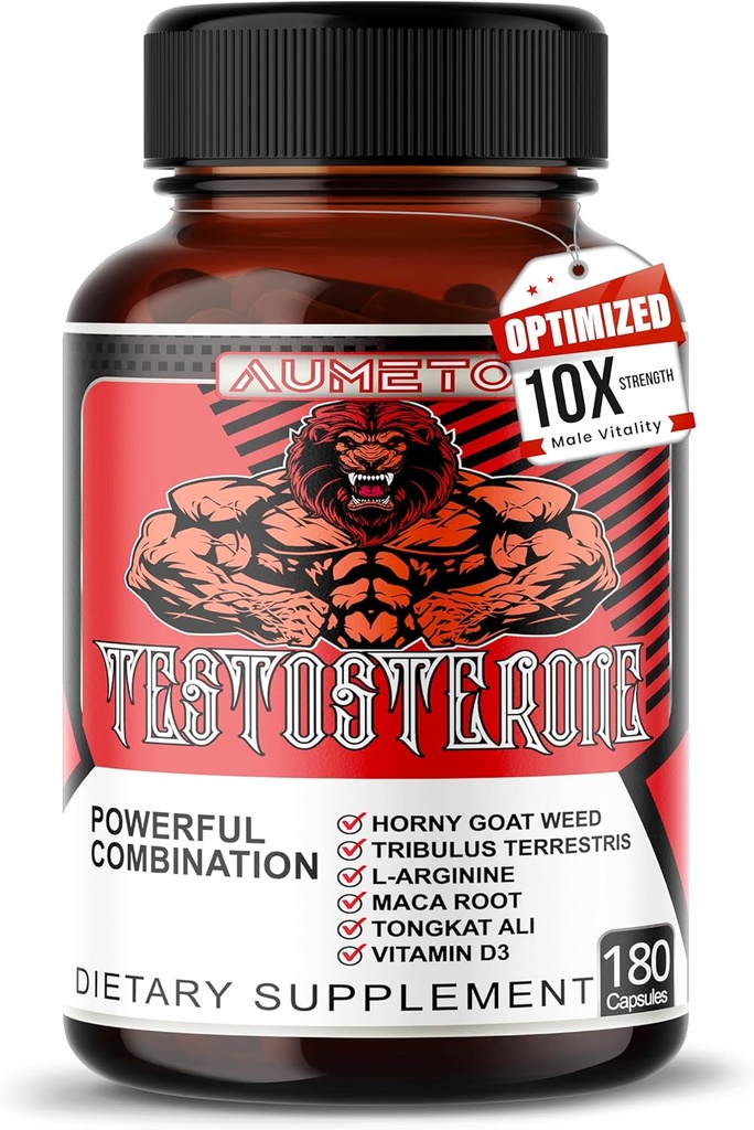 Vitality & Wellness Support for Men with Tribulus, Tongkat Ali, Maca Root, L-Arginine & Vitamin D3 – 90 Capsules