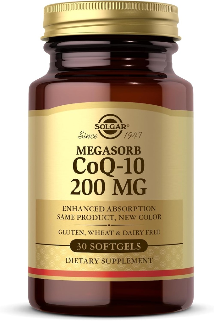 Solgar Megasorb CoQ-10 200 mg - 30 Softgels - Ausorción mejorada - Gluten Free, Dairy Free - 30 Servings