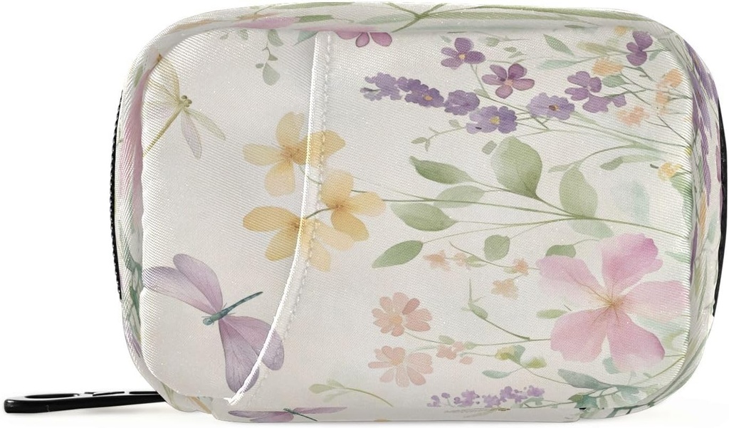 Burbuja Wildflowers Dragonfly Travel Pill Case, semanal portable Pill Box 7 días Pill Organizer to Hold Medicine Vitamin Supplement with Zipper for Travel