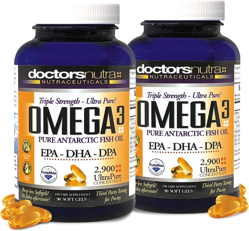 (Pack of 2) Wild Omega 3 Fish Oil DPA Suplemento 2,900 Milligrams, EPA-DPA-DHA, SoftGels