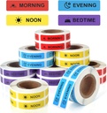 Pegatinas de medicina Instrucción de medicamentos Etiquetas de papel permanente etiqueta de la etiqueta de la mañana Noon Evening Pegatinas de tiempo de cama para el planificador de la caja de la píldora 0.4 * 1.6 pulgadas (Cada diseño de 1000 hojas)