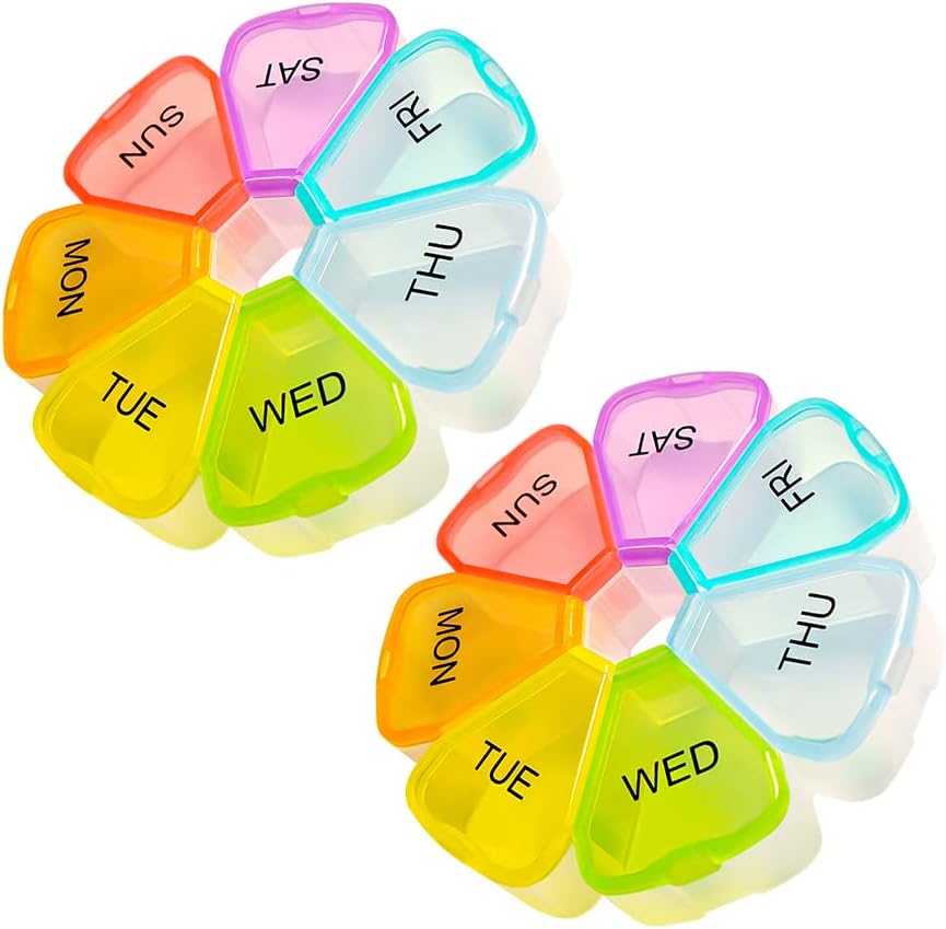 Organizador semanal grande de 7 días - Caja de píldoras, caja, contenedor, dispensador de viajes - Aceite de pescado, vitaminas, organizador de medicina