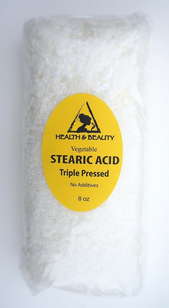 Acido Esteárico Vegetal Triple Presionado Pastilles de Grado Cosmético Cerveza 100% Puro por H plagaB Oils Center (8 oz)