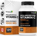 ACTIVES RENEW Maximum Strength Vitamin C 1000MG per Serving – Antioxidant &amp; Immune Booster for General Health, Bones, Teeth & Gums – Non-GMO, Sugar-Free, 4-Month Supply – Made in Canada – 120 Capsules