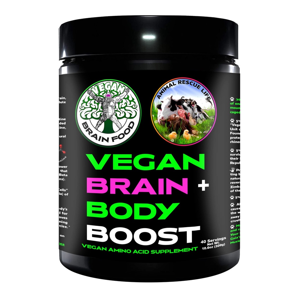 Cerebro vegano &amp; Body Boost: The Cherry On Top of A Plant-Based Lifestyle ← Inteligencia de trabajo anti-Envejecimiento físico ← Aminoácidos veganos - Creatine, Taurine &amp; Beta Alanine ← 40 Servings/300g