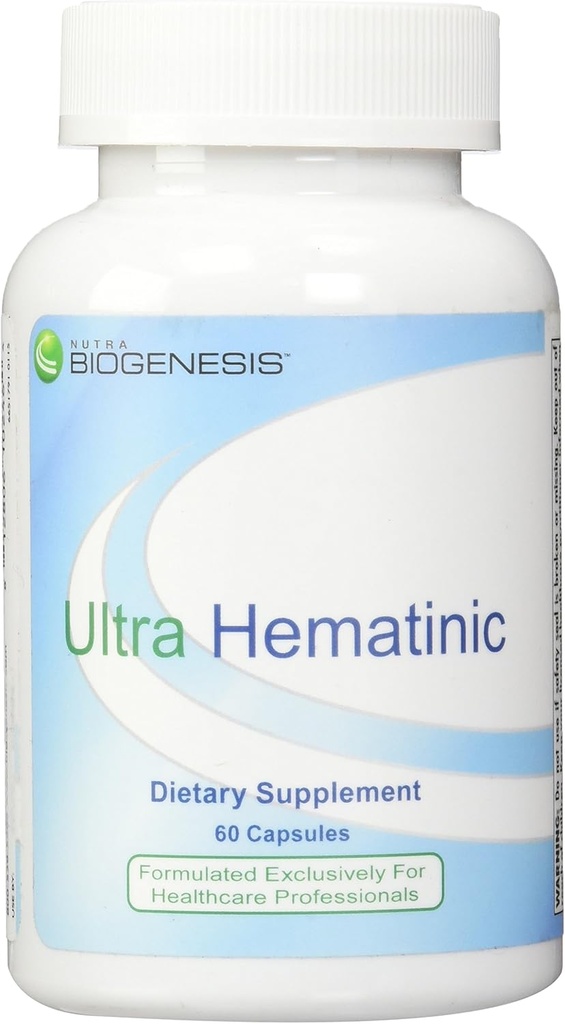 Nutra BioGenesis - Ultra hematínico - Hierro, vitaminas B y cobre para la absorción de hierro, soporte RBC y energía - 60 cápsulas