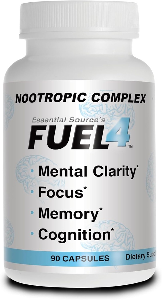 Suplemento de Apoyo al Cerebro Nootrópico Fuel4 – Focus " Mental Clarity Capsules with Vitamin D3, Ginkgo Biloba, Cognivia, Alpha GPC, DMAE " Huperzine A – Non-GMO, Made in USA – 90 Veggie Capsules