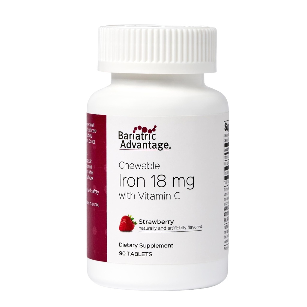 Bariatric Advantage Iron 18 mg con Vitamina C Chewable - Fresa - 90 Tabletas