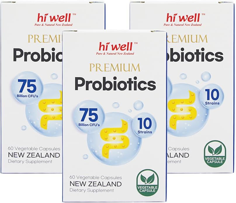 (Pack of 3) Hi Well Premium Probióticos 60 cápsulas vegetarianas