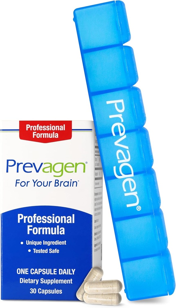 Prevagen Professional Fórmula - 30 cápsulas (1 mes de suministro) Ø Formulado para su cerebro Ø 40 mg de Apoaequorin Plus Vitamina D3 con 7-Day Pill Minder