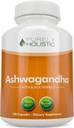 Puramente Holístico Ceniza ecológica Ashwagandha 1300mg - 180 Cápsulas Vegan - 650mg de Ashwaganda por Cápsula - 3 Mes de Abastecimiento - Alta Fuerza Ceniza de Ceniza Extracto con Pimienta Negra