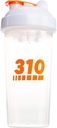 310 Nutrición Protein Shaker Bottle Meal Reemplazo Blender Copa para mezclar pólvoras de proteínas, Lemonade Mix, y Pre Workout (Clear w/White Lid)