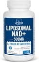 Liposomal NAD + 500 mg + Trans-Resveratrol 300 mg, Absorción Superior Verdadera Suplemento NAD Eficiente para el Metabolismo de Energía Celular & ADN Reparación, 60 Softgels