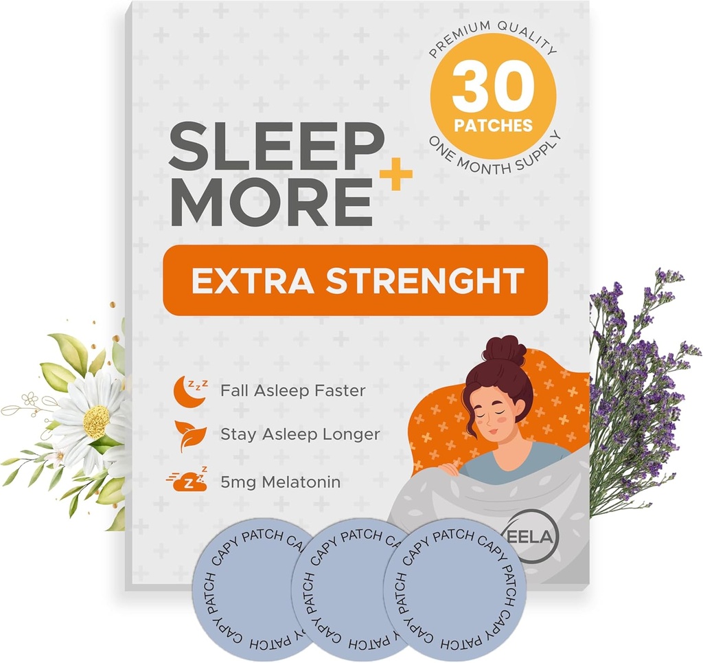 Patch de Melatonina con GABA, Magnesium &amp; Valerian Root - Dispositivo para dormir para insomnio, relajación " Reducir la fatiga - Sleep Aid Slow Release - 30 Patches