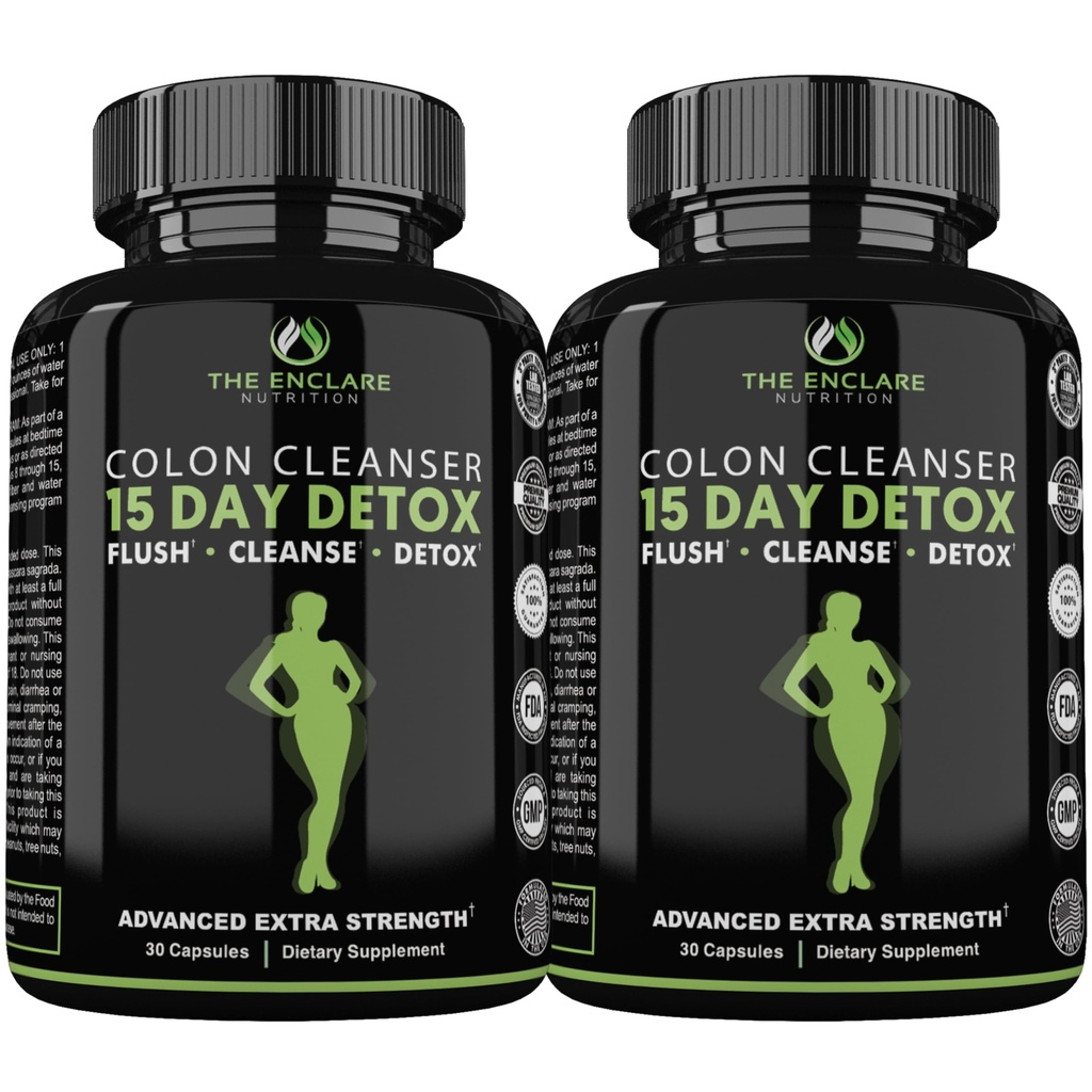 THE ENCLARE NUTRITION 15 Day Detox Cleanse for Weight Loss. Advanced Gut Support for Women &amp; Men. Colon Cleanse Laxatives for Constipation &amp; Bloating Relief. Gut Cleanse Probiotic Diet Pills 60ct (2)