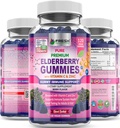 FRESH HEALTHCARE Gummies de arándano con vitamina C, Zinc &amp; Sambucus Elderberry 30:1 Extracto - 100% Vegan - Soporte para adultos &amp; niños - 120 Conde Gummy Suplemento