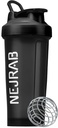 Protien Shaker Bottle con Wire Whisk Ball, Blender Bottles para Protien Mixes, Protein Shaker Cup, 28 onzas, Protein Shaker Bottle, Protein Shake Bottle (Black), Medium, NJB 28-Oz