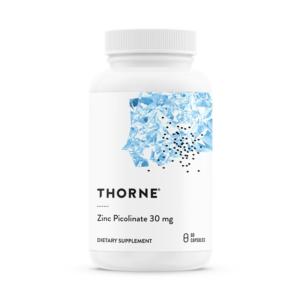 THORNE - Zinc Picolinate 30 mg - Suplemento de Zinc bien absorbido para el crecimiento y la función inmunitaria - promueve la piel sana y los ojos* - Certificado de terceros - Gluten, lácteo &amp; libre de soya - 60 cápsulas