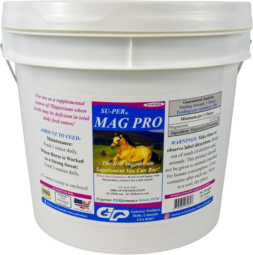 SU-PER Mag Pro Horse Calming Supplement - Support Normal Behavior &amp; Calming Effect - Magnesium Supplement for Horses - 16 Pound, 8 Month Supply