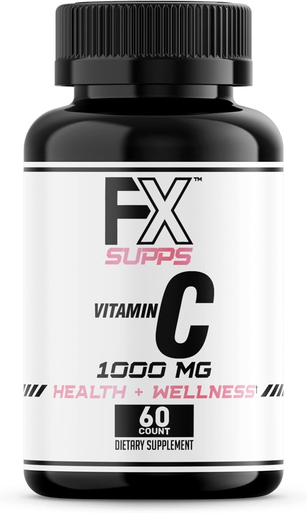 FXSUPPS Vitamina C 1000 mg (1 Pack of 100 Capsules) Silencio Vegan-Friendly Vitamina C Suplemento para Hombres Adultos y Mujeres TENIDO Apoyo Immune System, Mejora el Mood y mejora la salud de la piel