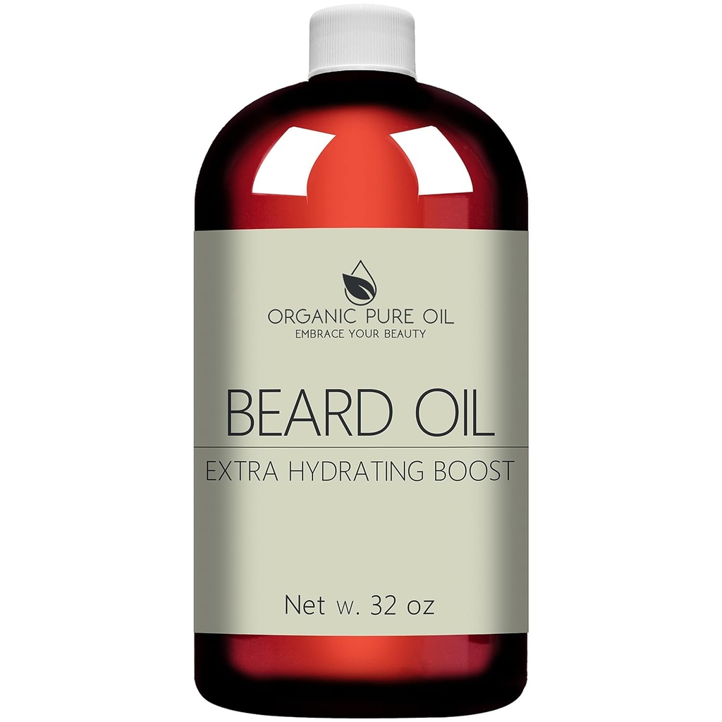 Aceite de barba sin olor - Natural, No GMO, Hidratación de pelo facial " Acondicionamiento de aceite Blend - 32 oz - Bulk Sized, Promoción de Crecimiento y Silky Smooth Hair - Jojoba, Argan " Más
