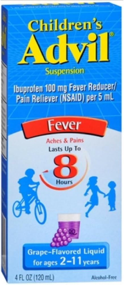 Advil Children's Oral Suspension Flavored oz. Grape 4 Fl Oz (Pack of 1)