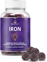 BeLive Iron Gummies - Suplemento multivitamínico con vitamina C, A, B & Zinc, apoya el oxígeno de la sangre, suplementos de hierro vegano para mujeres, hombres y niños para el crecimiento y el desarrollo - Grape Flavor  1-Pack