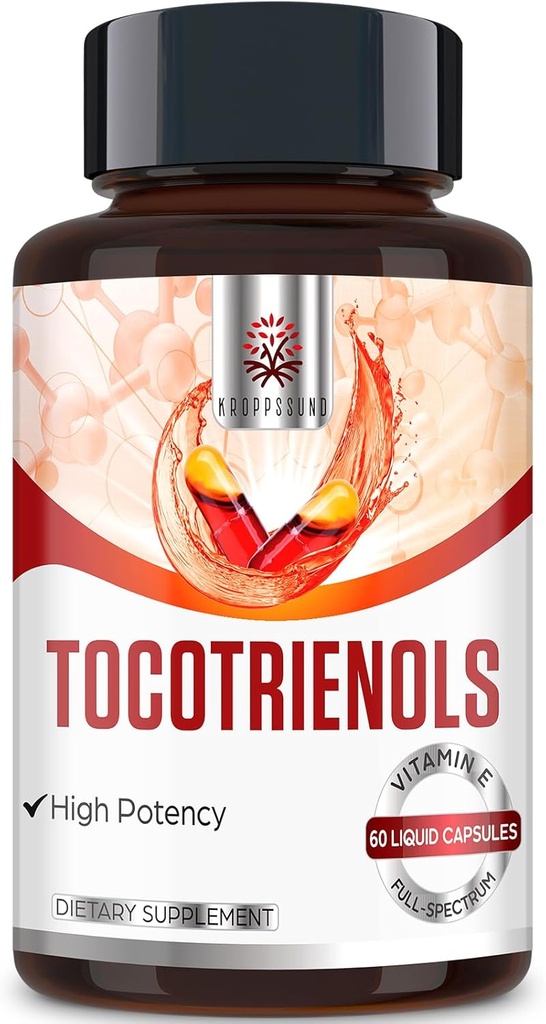 Kroppssund Tocotrienol Suplemento Full Spectrum, Tocotrienol Vitamin E-Tocotrienols 800mg - 60 cápsulas con conexión líquida