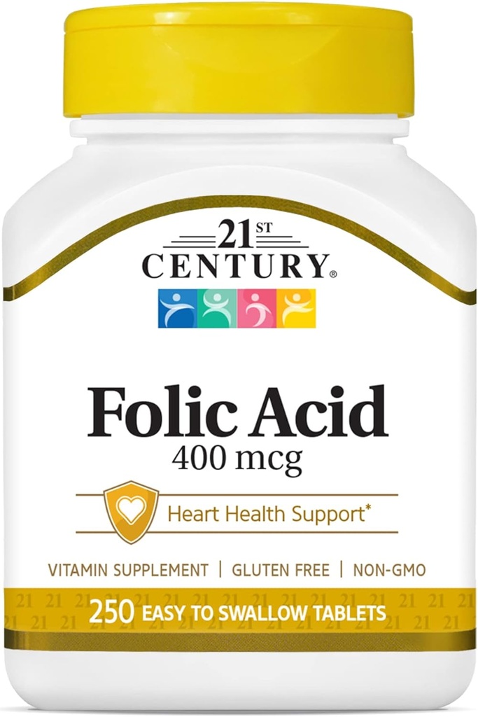 21st Century Folic Acid 400 mcg Tablets, 250 Conde
