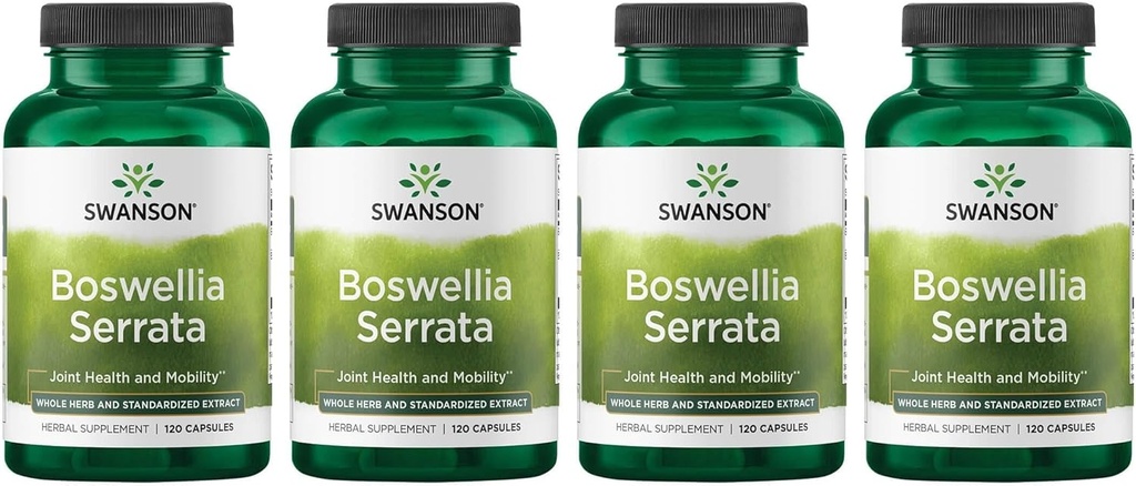 Swanson Boswellia Serrata - Allle Herb & Standardized Extract 120 Caps (4 Pack)