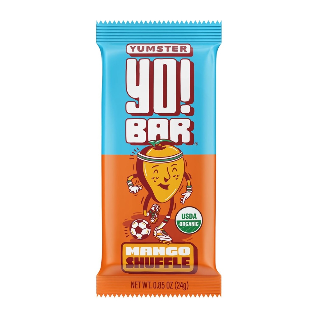 Yo! Bar by Bearded Brothers Vegan Organic Kids Bar, Mango (25 Bars) - Gluten Free, Paleo and Whole 30 | Soy Free, Non-GMO, Low Glycemic, No Sugar Added, Fiber + Whole Foods