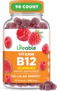 Lifeable Vitamina B12 Gummies for Adults ← 1000 mcg ← Gran Tasting B12 Vitaminas ← Non-GMO, Vegan B12 Silencio para la energía y el metabolismo Apoyo TEN 90 Gummies