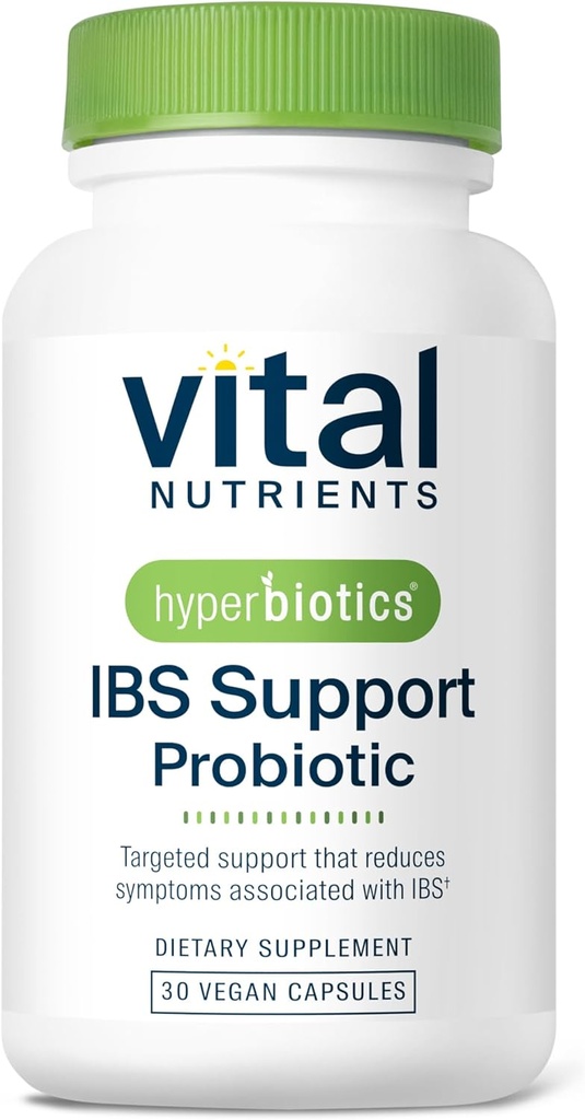 Hiperbióticos Nutrientes Vitales IBS Probiótico Silencio Reducir Síntomas de IBS* Silencio Probiótico Vegano Estudiado Clínicamente para IBS Alivio de Bloating, Gas, Diarrea, Incomodidad Abdominal* tención 30 cápsulas