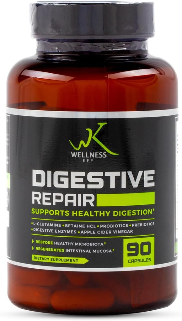 Reparación Digestiva 5-in-1 más 7 Enzymes Digestivos y 6 Estrados Probióticos con 3 Billones CFUs+Probiótico ← Mejorar Gut y Digestión  No Bloating ← Ingredientes naturales TEN 30 días TEN 90 cápsulas ANTE 3/día