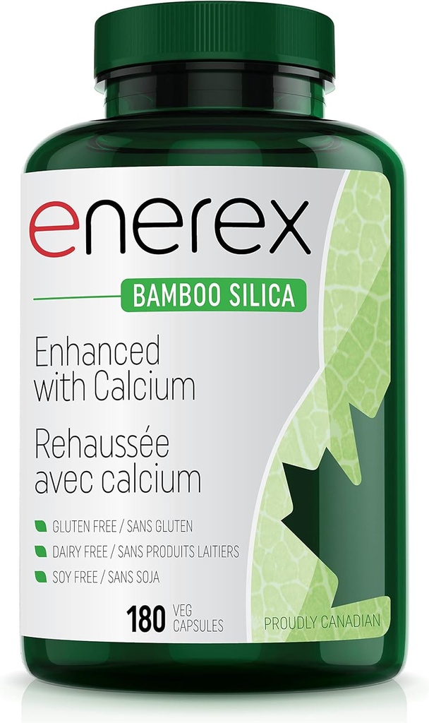 Bamboo Silica con Citrato de Calcio - 180 Veggie Caps for Bone & Dental Health, Pelo mejorado, Piel &amp; Nails Growth - Suplemento basado en plantas, Bamboo Extracto &amp; Silica orgánica para el bienestar