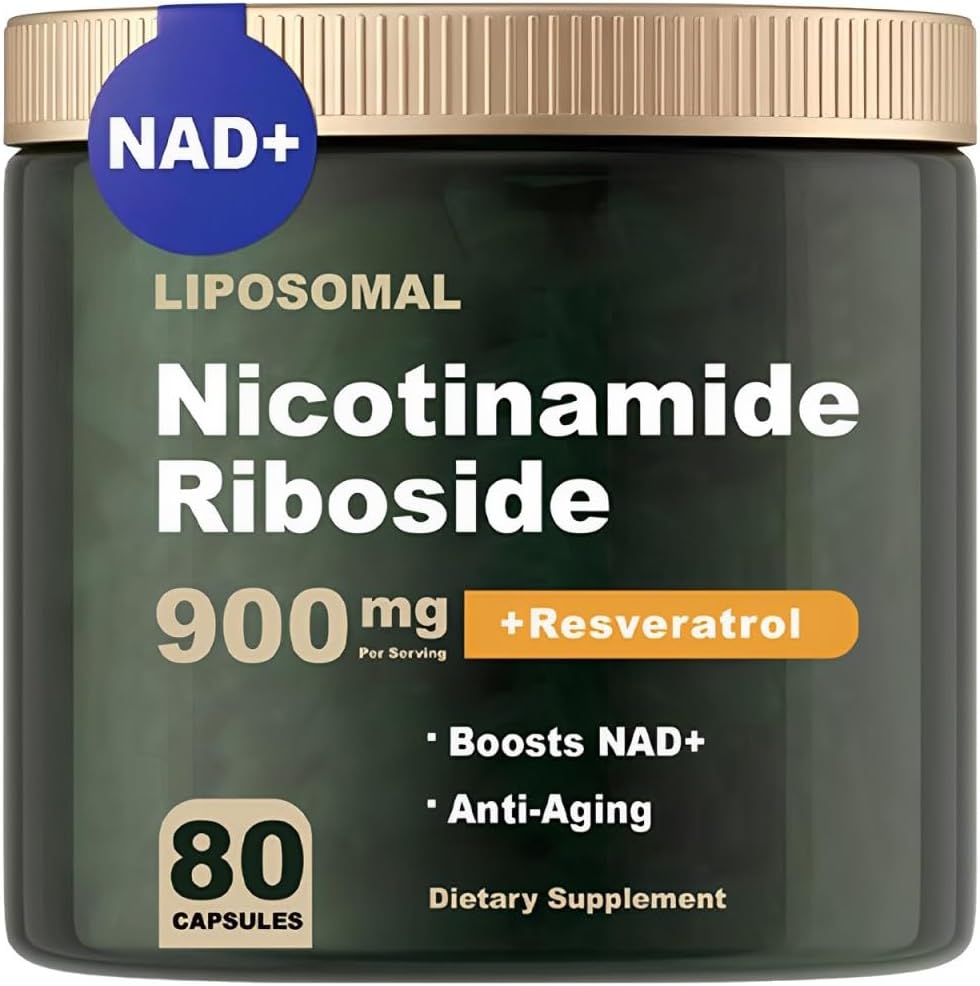 NAD Suplemento - NAD Nicotinamide Riboside 900 mg, Resveratrol, Quercetin - NAD Suplemento para Anti-Aging, Energy, Focus - 80 cápsulas