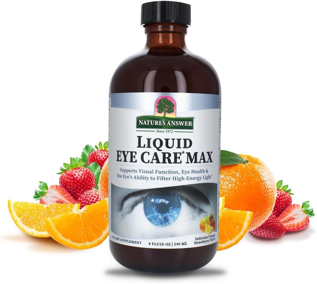 Respuesta de la naturaleza Cuidado de los ojos líquidos Max 8 onza Suplemento líquido tóxico apoya la función visual  sometida Non-GMO Silencio Gluten Gratis Silencio Vegetarian Silencio Made in The USA ← Great Tasting
