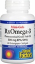 Factores naturales - Rx Omega-3 Factores Mini-Gels, EPA 350mg, DHA 140mg, soporta la salud cardiovascular, 60 geles blandos