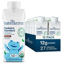 KATE FARMS Organic Pediatric 1.2 Alta Calorie Chocolate Nutrition Shake, 12g Protein, 27 Vitaminas y Minerales, Meal Replacement, 8.45 oz (12 pack)