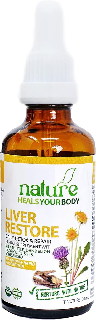 Restauración del hígado - Herbal Tintura – para el soporte del hígado y la detox - Leche Thistle Silencio Dandelion Silencio Licorice Silencio Reishi Silencio Schisandra – Hierbas orgánicas (50 mL Pack of 1)