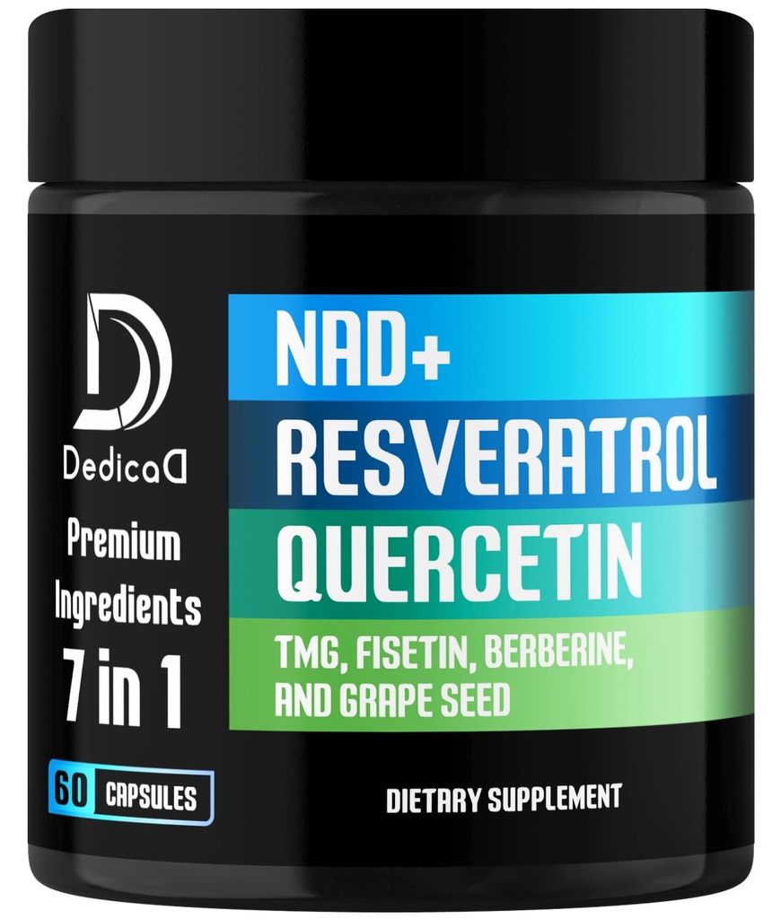 NAD.+ Suplemento - Combinado a Resveratrol, Quercetina, Berberina, Fisetin, TMG y semillas de uva - 60 cápsulas