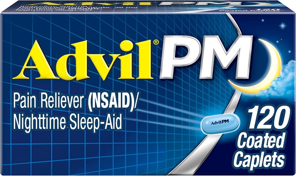 Advil PM Doin Reliever and Nighttime Sleep Aid, Doin Medicine with Ibuprofen For Pain Relief and Diphenhydramine Citrate For A Sleep Aid - 120 Coated Caplets