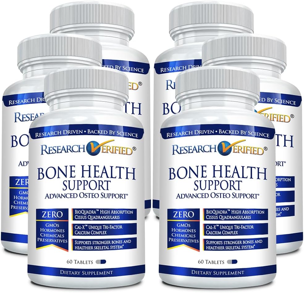 Investigación Bono Verificado Soporte de Salud - Masa de Hueso Rebuild - Complejo de calcio triple, Vitamina D3, Vitamina K2, Isoflavonas de Soya, BioPerine - 360 Tabletas - 6 Mes de Suministro