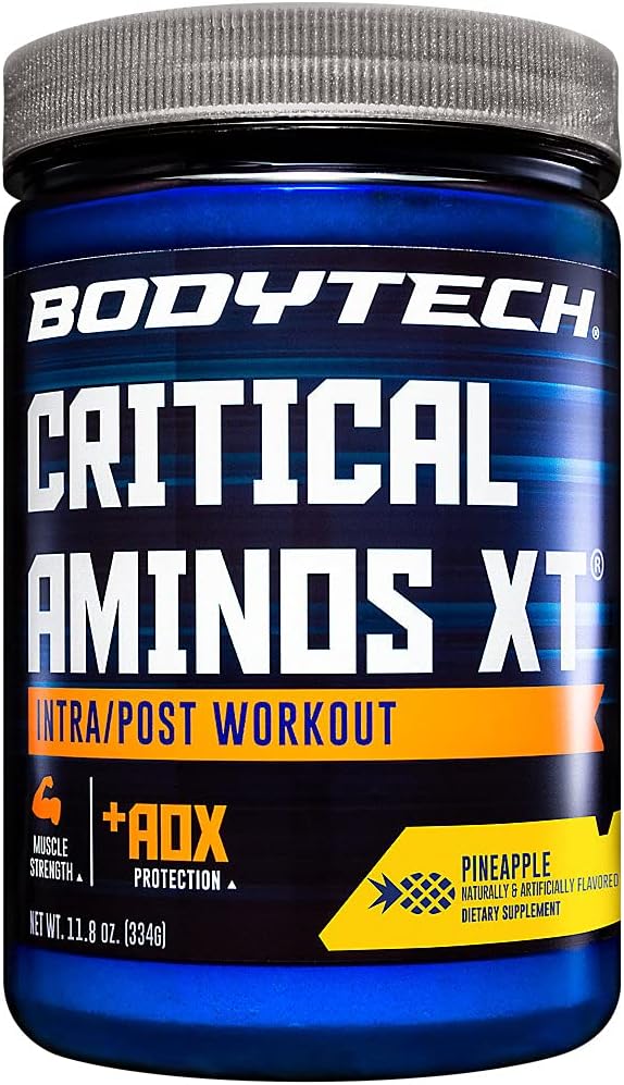 BODYTECH Critical Aminos XT Intra/Post Workout Pineapple - Soportes Muscle Recovery (11.8 Ounce Powder)