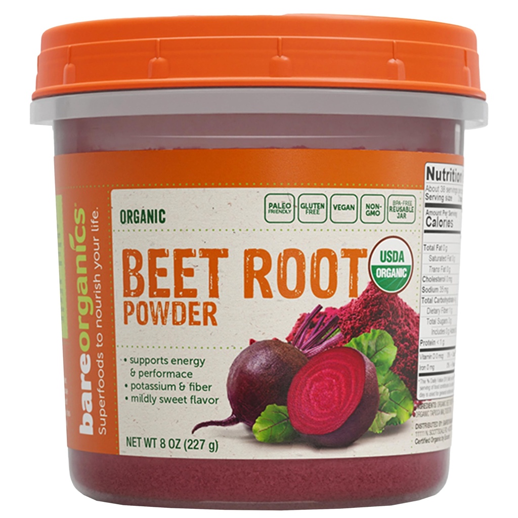 BareOrganics Beet Root, Superfood Powder, Suplemento dietético, 8 Oz