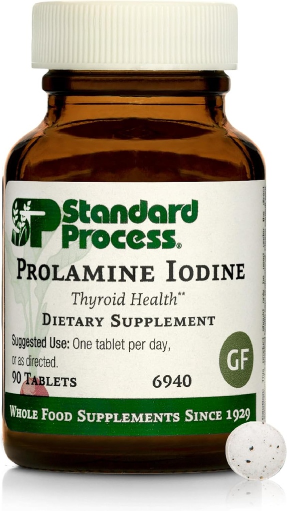 Standard Process Prolamine Iodine - Thyroid Health Supplement - Essential Endocrine Support with Iodine - Gluten-Free, Non-Dairy, " Non-Soy - 90 Tablets (90 Servings)