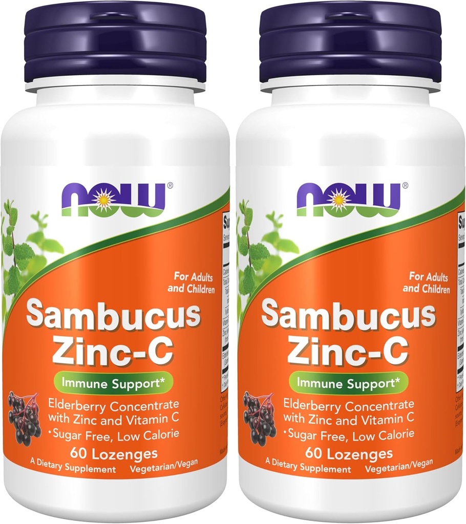 AHORA Suplementos, Sambucus Zinc-C con Concentrado de Elderberry y Vitamina C, 60 Lozenges (Pack of 2)