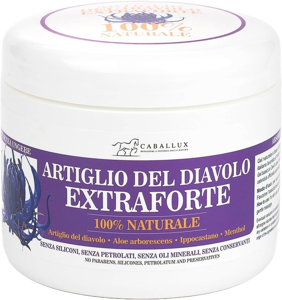 Garra fuerte del diablo Gel 100% natural - Enriquecido con Aloe italiano Arborescens, Castaña de Caballo, Menthol para musculos y articulaciones - 17 Oz